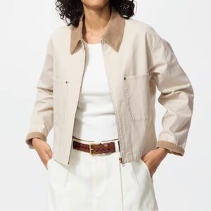 Uniqlo Zip-Up Short Jacket, Size M, Natural